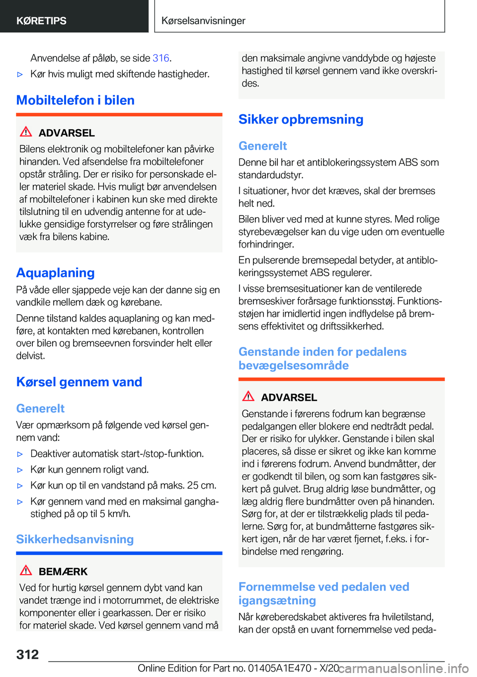 BMW M3 2021  InstruktionsbØger (in Danish) �A�n�v�e�n�d�e�l�s�e��a�f��p�å�l�
