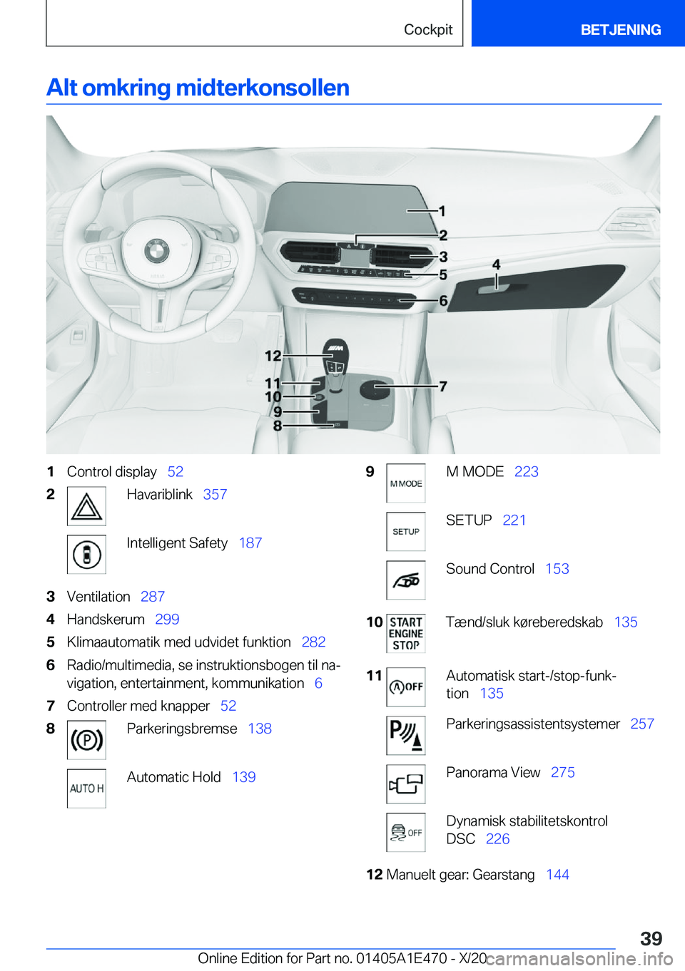 BMW M3 2021  InstruktionsbØger (in Danish) �A�l�t��o�m�k�r�i�n�g��m�i�d�t�e�r�k�o�n�s�o�l�l�e�n�1�C�o�n�t�r�o�l��d�i�s�p�l�a�y\_�5�2�2�H�a�v�a�r�i�b�l�i�n�k\_�3�5�7�I�n�t�e�l�l�i�g�e�n�t��S�a�f�e�t�y\_ �1�8�7�3�V�e�n�t�i�l�a�t�i�o�n