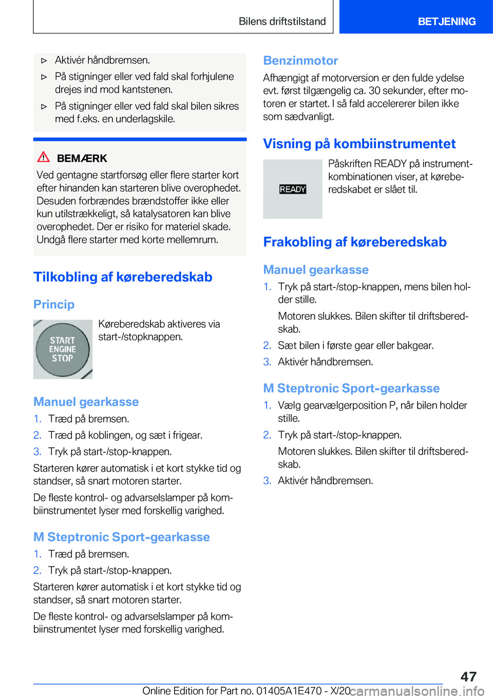 BMW M3 2021  InstruktionsbØger (in Danish) 'x�A�k�t�i�v�