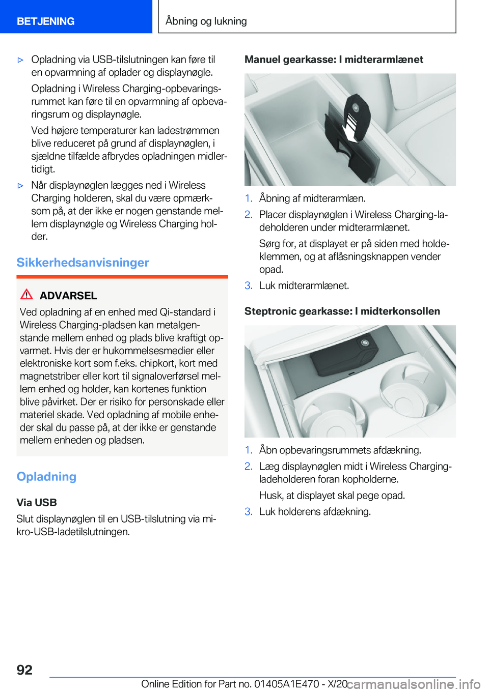BMW M3 2021  InstruktionsbØger (in Danish) 'x�O�p�l�a�d�n�i�n�g��v�i�a��U�S�B�-�t�i�l�s�l�u�t�n�i�n�g�e�n��k�a�n��f�