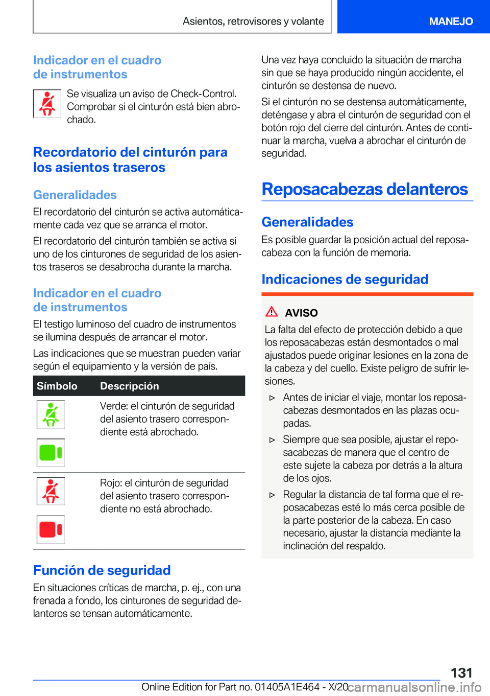 BMW M3 2021  Manuales de Empleo (in Spanish) �I�n�d�i�c�a�d�o�r��e�n��e�l��c�u�a�d�r�o
�d�e��i�n�s�t�r�u�m�e�n�t�o�s
�S�e��v�i�s�u�a�l�i�z�a��u�n��a�v�i�s�o��d�e��C�h�e�c�k�-�C�o�n�t�r�o�l�.
�C�o�m�p�r�o�b�a�r��s�i��e�l��c�i�n�t�u�r�