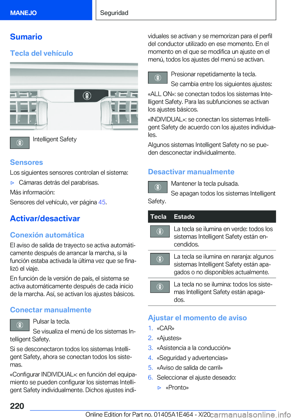 BMW M3 2021  Manuales de Empleo (in Spanish) �S�u�m�a�r�i�o�T�e�c�l�a��d�e�l��v�e�h�