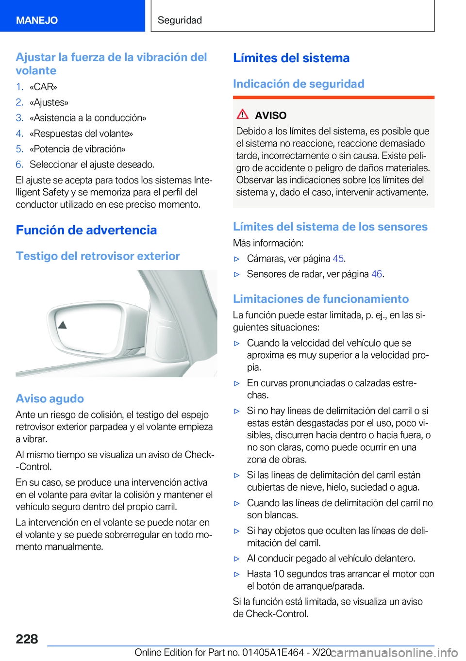 BMW M3 2021  Manuales de Empleo (in Spanish) �A�j�u�s�t�a�r��l�a��f�u�e�r�z�a��d�e��l�a��v�i�b�r�a�c�i�