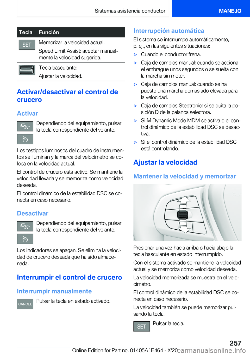 BMW M3 2021  Manuales de Empleo (in Spanish) �T�e�c�l�a�F�u�n�c�i�