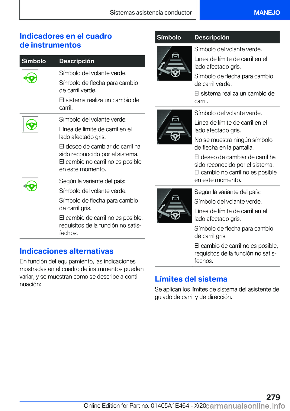 BMW M3 2021  Manuales de Empleo (in Spanish) �I�n�d�i�c�a�d�o�r�e�s��e�n��e�l��c�u�a�d�r�o
�d�e��i�n�s�t�r�u�m�e�n�t�o�s�S�