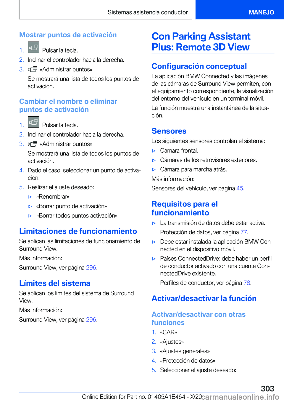 BMW M3 2021  Manuales de Empleo (in Spanish) �M�o�s�t�r�a�r��p�u�n�t�o�s��d�e��a�c�t�i�v�a�c�i�