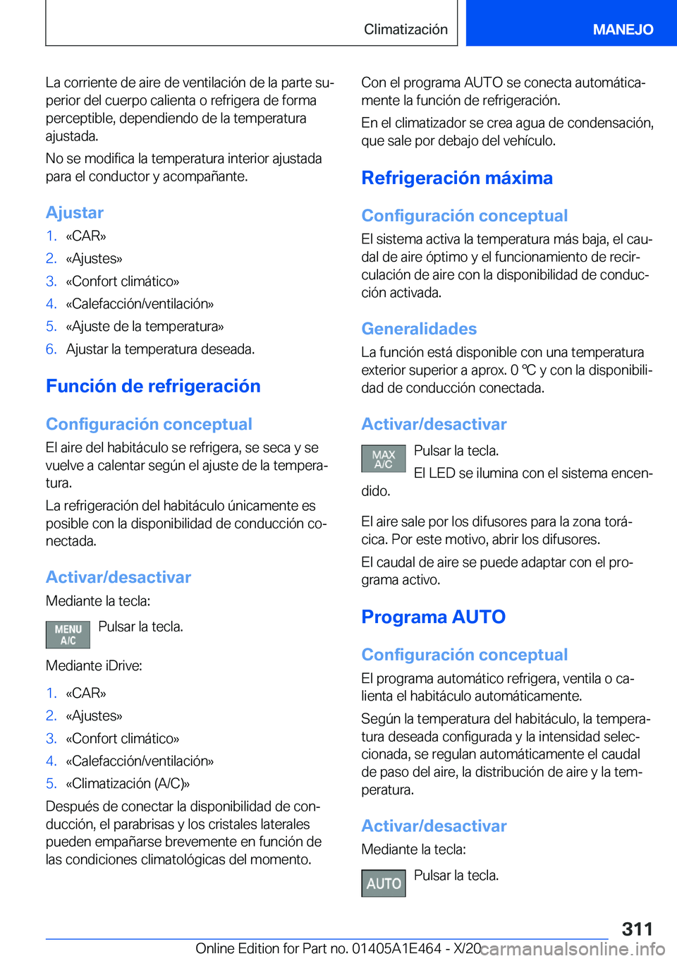 BMW M3 2021  Manuales de Empleo (in Spanish) �L�a��c�o�r�r�i�e�n�t�e��d�e��a�i�r�e��d�e��v�e�n�t�i�l�a�c�i�