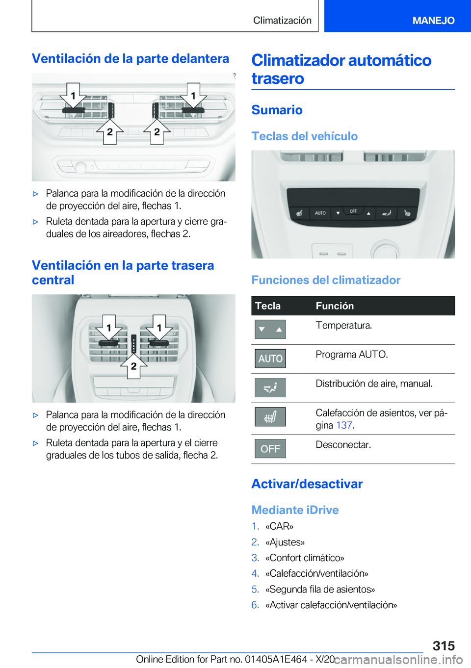 BMW M3 2021  Manuales de Empleo (in Spanish) �V�e�n�t�i�l�a�c�i�