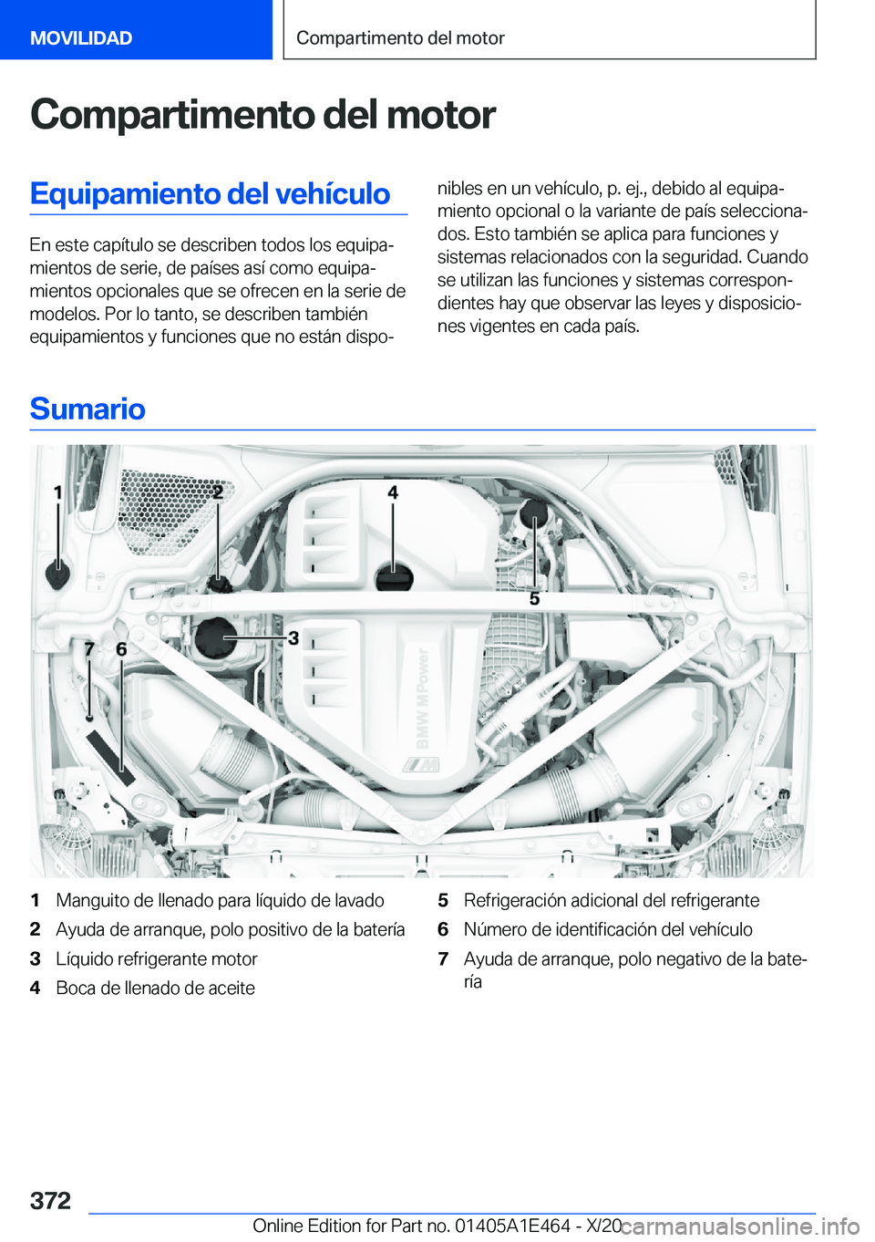 BMW M3 2021  Manuales de Empleo (in Spanish) �C�o�m�p�a�r�t�i�m�e�n�t�o��d�e�l��m�o�t�o�r�E�q�u�i�p�a�m�i�e�n�t�o��d�e�l��v�e�h�