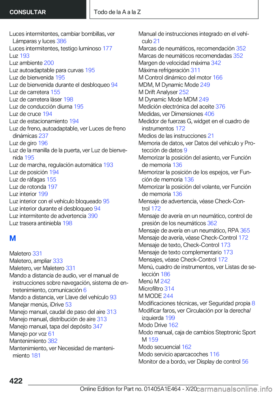 BMW M3 2021  Manuales de Empleo (in Spanish) �L�u�c�e�s��i�n�t�e�r�m�i�t�e�n�t�e�s�,��c�a�m�b�i�a�r��b�o�m�b�i�l�l�a�s�,��v�e�r�L�