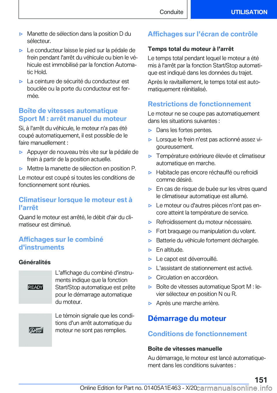 BMW M3 2021  Notices Demploi (in French) 'x�M�a�n�e�t�t�e��d�e��s�é�l�e�c�t�i�o�n��d�a�n�s��l�a��p�o�s�i�t�i�o�n��D��d�u�s�é�l�e�c�t�e�u�r�.'x�L�e��c�o�n�d�u�c�t�e�u�r��l�a�i�s�s�e��l�e��p�i�e�d��s�u�r��l�a��p�é�d�a�