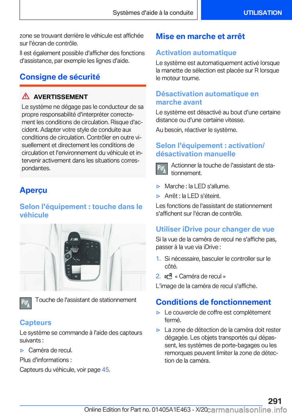 BMW M3 2021  Notices Demploi (in French) �z�o�n�e��s�e��t�r�o�u�v�a�n�t��d�e�r�r�i�è�r�e��l�e��v�é�h�i�c�u�l�e��e�s�t��a�f�f�i�c�h�é�e�s�u�r��l�'�é�c�r�a�n��d�e��c�o�n�t�r�