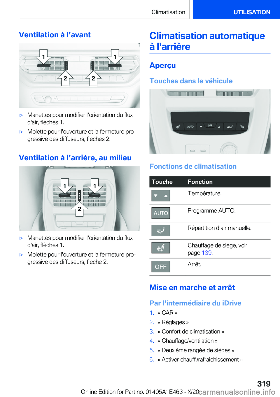 BMW M3 2021  Notices Demploi (in French) �V�e�n�t�i�l�a�t�i�o�n��