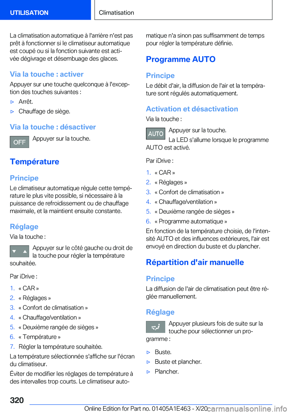 BMW M3 2021  Notices Demploi (in French) �L�a��c�l�i�m�a�t�i�s�a�t�i�o�n��a�u�t�o�m�a�t�i�q�u�e��