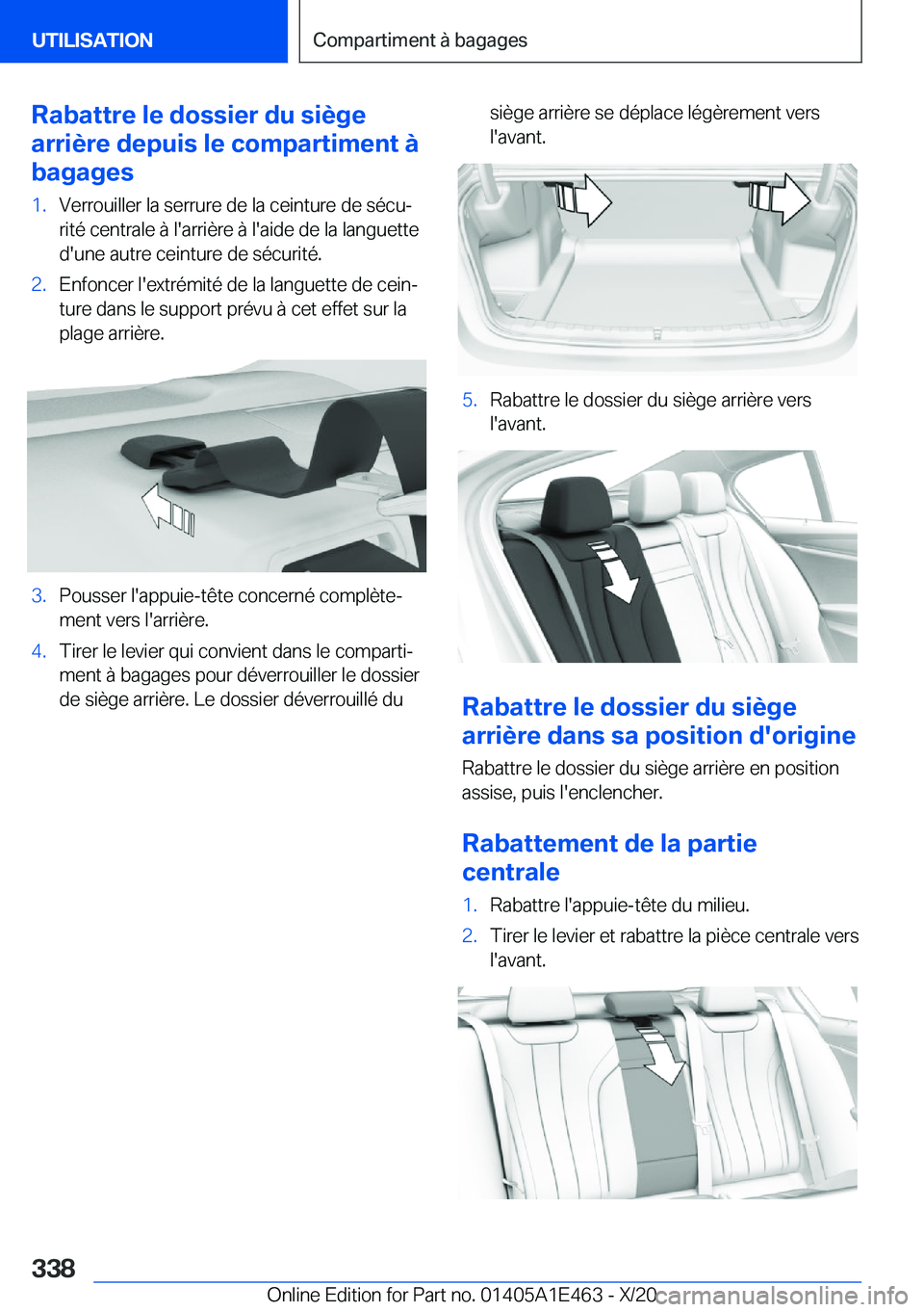 BMW M3 2021  Notices Demploi (in French) �R�a�b�a�t�t�r�e��l�e��d�o�s�s�i�e�r��d�u��s�i�è�g�e
�a�r�r�i�è�r�e��d�e�p�u�i�s��l�e��c�o�m�p�a�r�t�i�m�e�n�t��