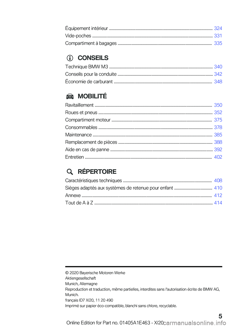 BMW M3 2021  Notices Demploi (in French) �