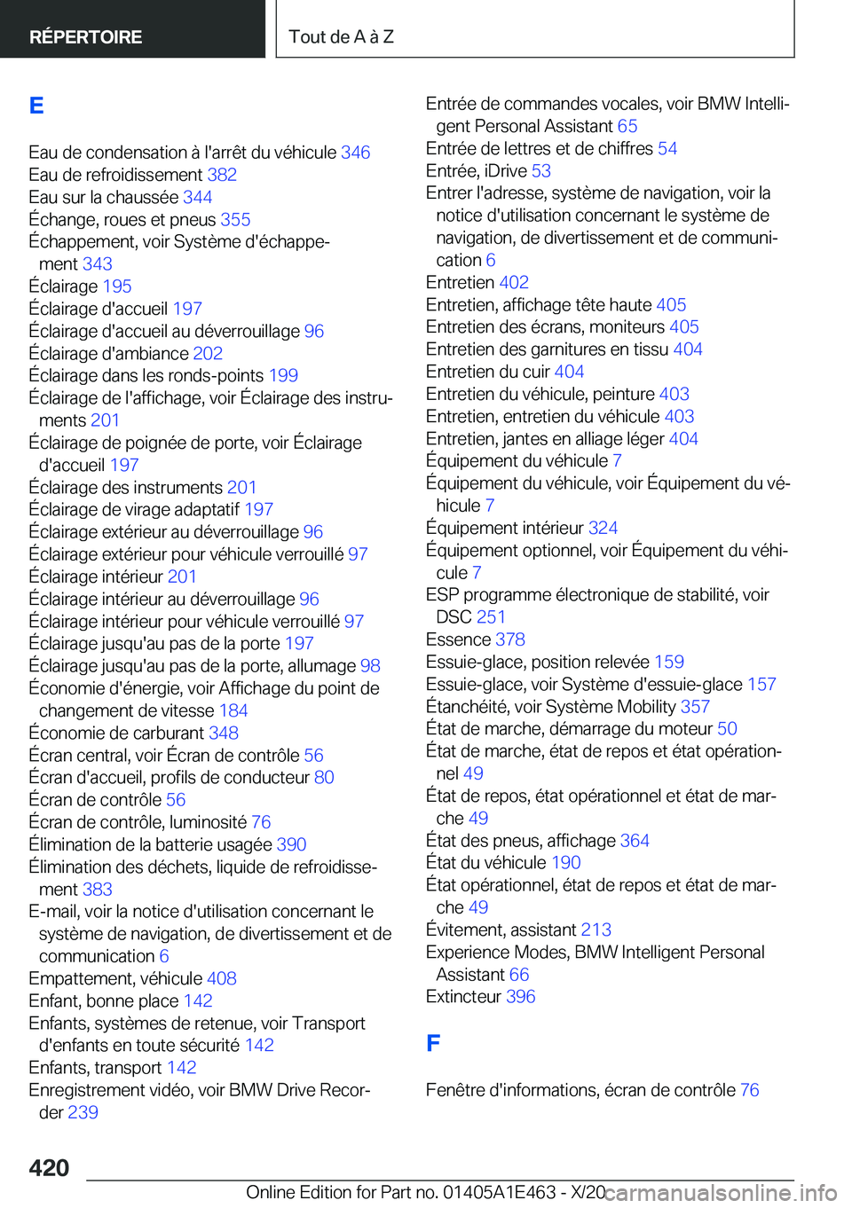 BMW M3 2021  Notices Demploi (in French) �E
�E�a�u��d�e��c�o�n�d�e�n�s�a�t�i�o�n��
