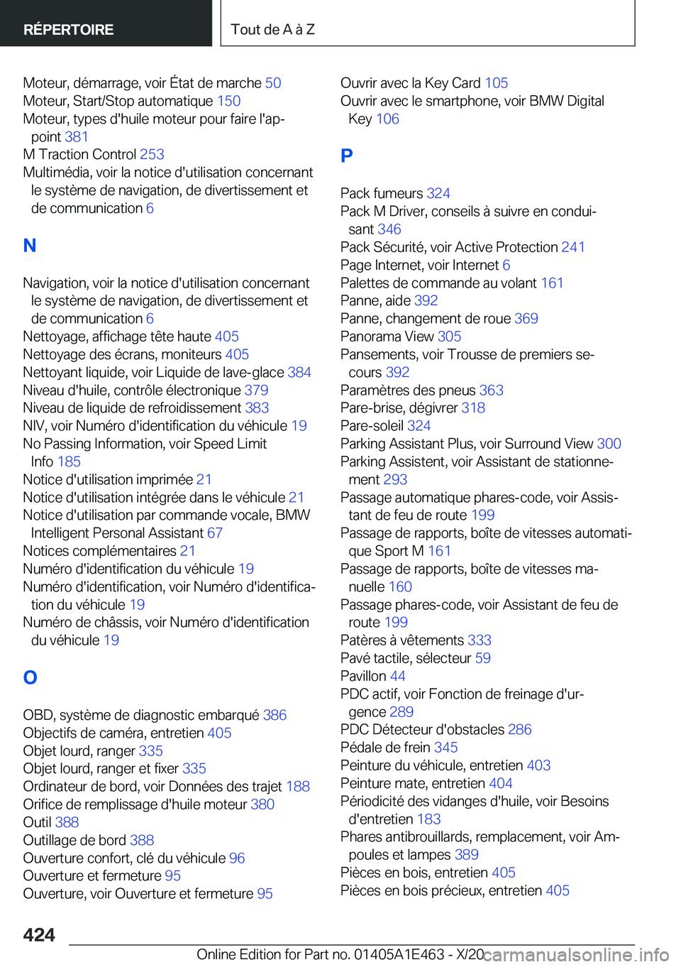 BMW M3 2021  Notices Demploi (in French) �M�o�t�e�u�r�,��d�é�m�a�r�r�a�g�e�,��v�o�i�r��