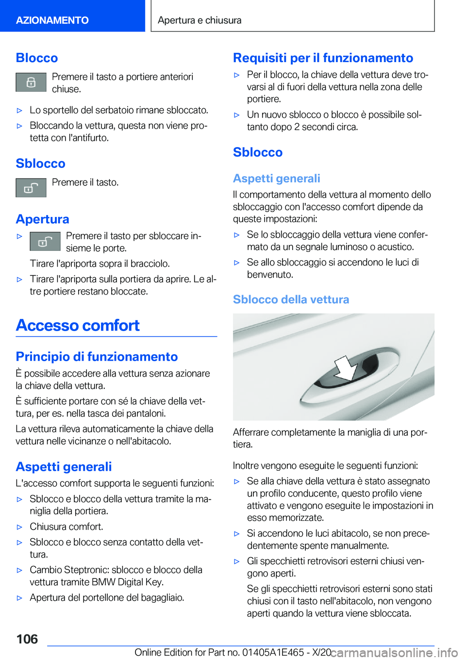 BMW M3 2021  Libretti Di Uso E manutenzione (in Italian) �B�l�o�c�c�o�P�r�e�m�e�r�e��i�l��t�a�s�t�o��a��p�o�r�t�i�e�r�e��a�n�t�e�r�i�o�r�i�c�h�i�u�s�e�.'x�L�o��s�p�o�r�t�e�l�l�o��d�e�l��s�e�r�b�a�t�o�i�o��r�i�m�a�n�e��s�b�l�o�c�c�a�t�o�.'x