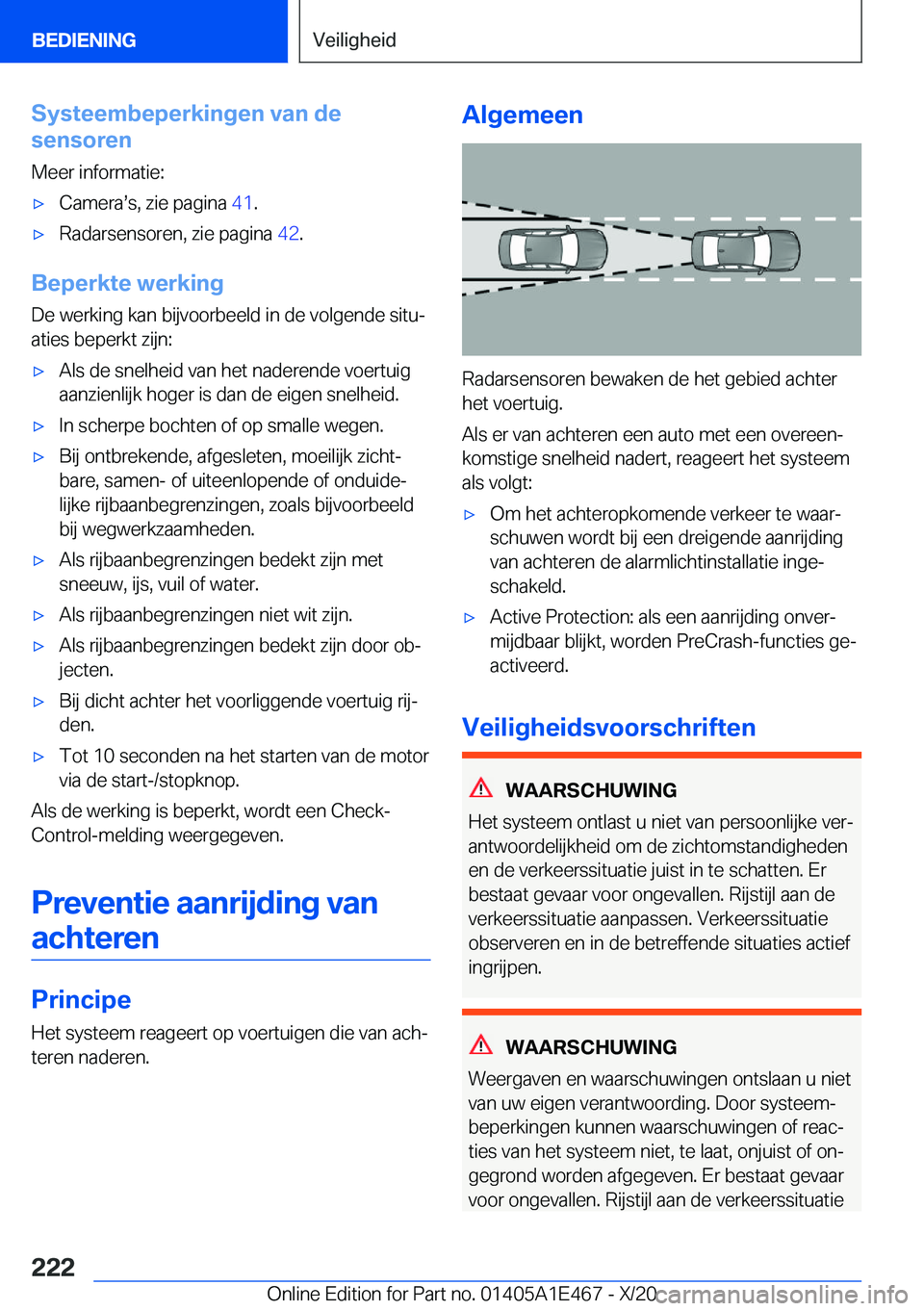 BMW M3 2021  Instructieboekjes (in Dutch) �S�y�s�t�e�e�m�b�e�p�e�r�k�i�n�g�e�n��v�a�n��d�e
�s�e�n�s�o�r�e�n
�M�e�e�r��i�n�f�o�r�m�a�t�i�e�:'x�C�a�m�e�r�as�s�,��z�i�e��p�a�g�i�n�a� �4�1�.'x�R�a�d�a�r�s�e�n�s�o�r�e�n�,��z�i�e��