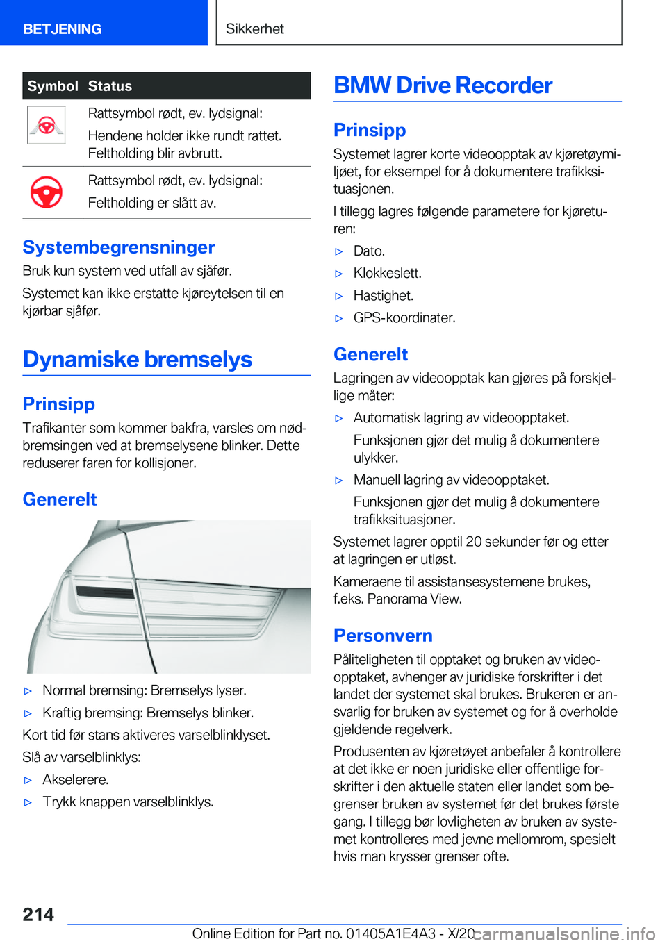 BMW M3 2021  InstruksjonsbØker (in Norwegian) �S�y�m�b�o�l�S�t�a�t�u�s�R�a�t�t�s�y�m�b�o�l��r�