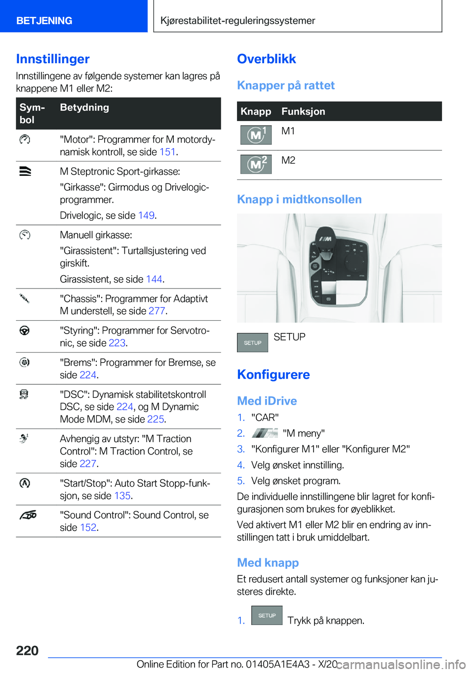 BMW M3 2021  InstruksjonsbØker (in Norwegian) �I�n�n�s�t�i�l�l�i�n�g�e�r
�I�n�n�s�t�i�l�l�i�n�g�e�n�e��a�v��f�