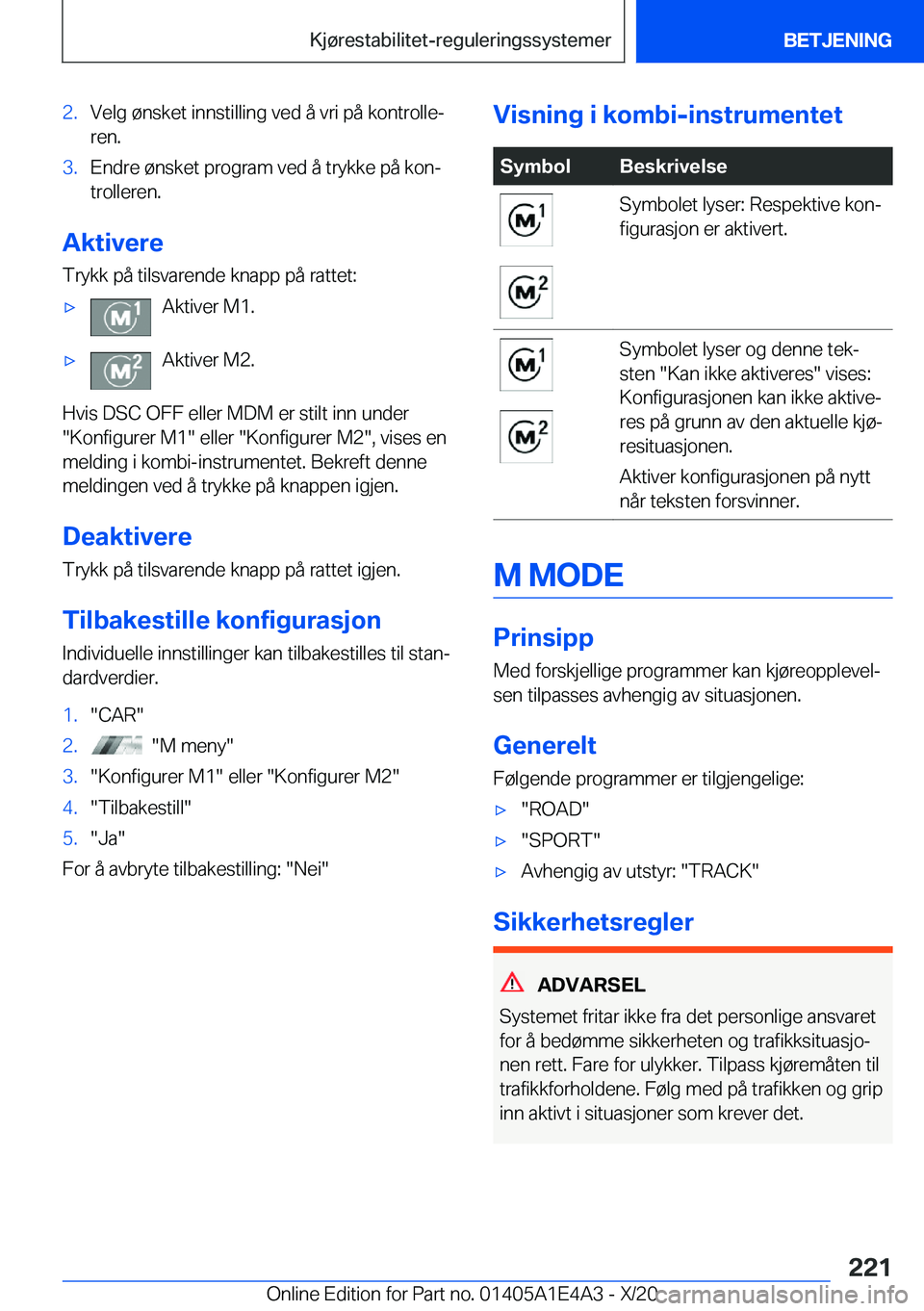 BMW M3 2021  InstruksjonsbØker (in Norwegian) �2�.�V�e�l�g��