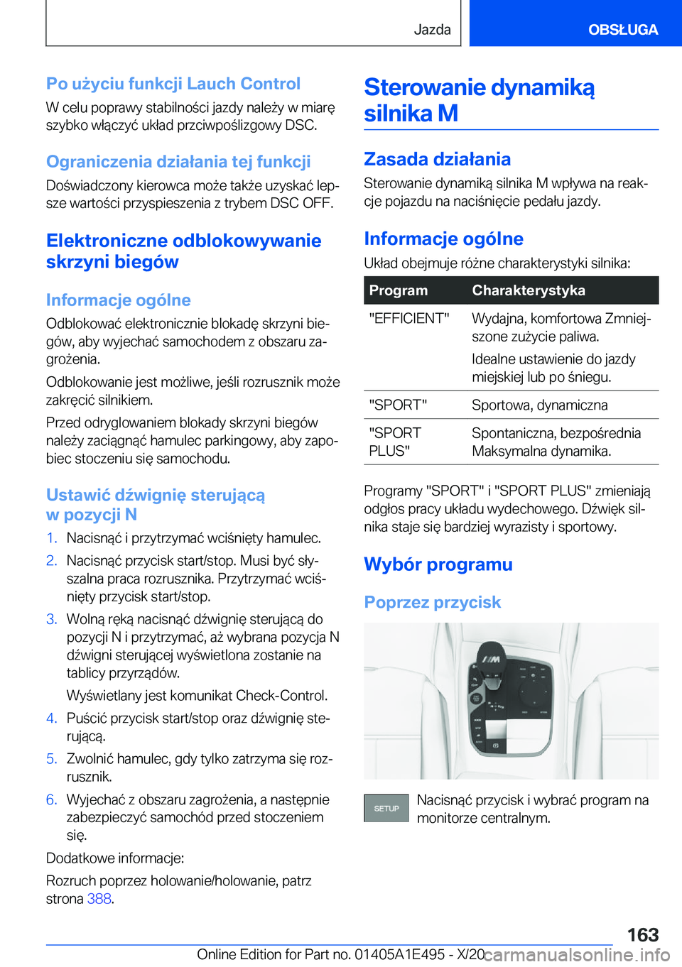 BMW M3 2021  Instrukcja obsługi (in Polish) �P�o��u9�y�c�i�u��f�u�n�k�c�j�i��L�a�u�c�h��C�o�n�t�r�o�l�W��c�e�l�u��p�o�p�r�a�w�y��s�t�a�b�i�l�n�o�c�i��j�a�z�d�y��n�a�l�e9�y��w��m�i�a�r�