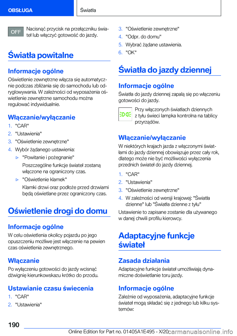 BMW M3 2021  Instrukcja obsługi (in Polish) �N�a�c�i�s�n�