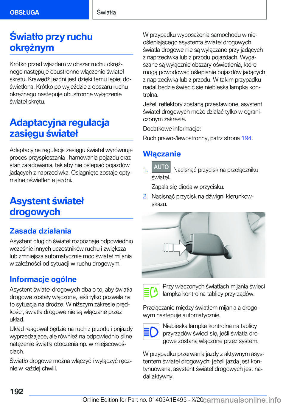 BMW M3 2021  Instrukcja obsługi (in Polish) �w�i�a�t�ł�o��p�r�z�y��r�u�c�h�u�o�k�r�