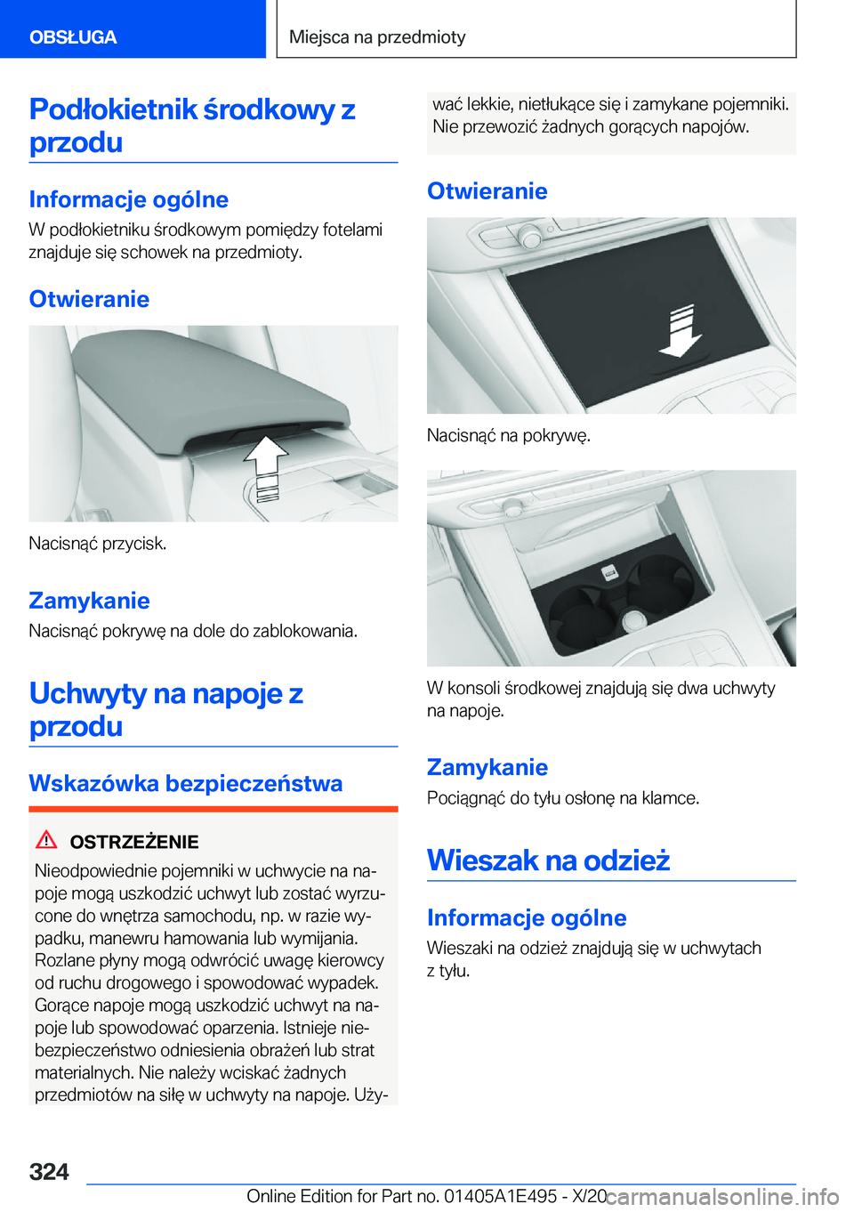 BMW M3 2021  Instrukcja obsługi (in Polish) �P�o�d�ł�o�k�i�e�t�n�i�k��r�o�d�k�o�w�y��z�p�r�z�o�d�u
�I�n�f�o�r�m�a�c�j�e��o�g�
