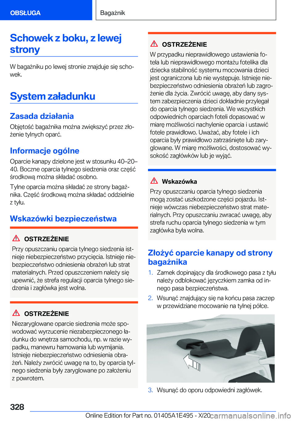 BMW M3 2021  Instrukcja obsługi (in Polish) �S�c�h�o�w�e�k��z��b�o�k�u�,��z��l�e�w�e�j�s�t�r�o�n�y
�W��b�a�g�a9�n�i�k�u��p�o��l�e�w�e�j��s�t�r�o�n�i�e��z�n�a�j�d�u�j�e��s�i�