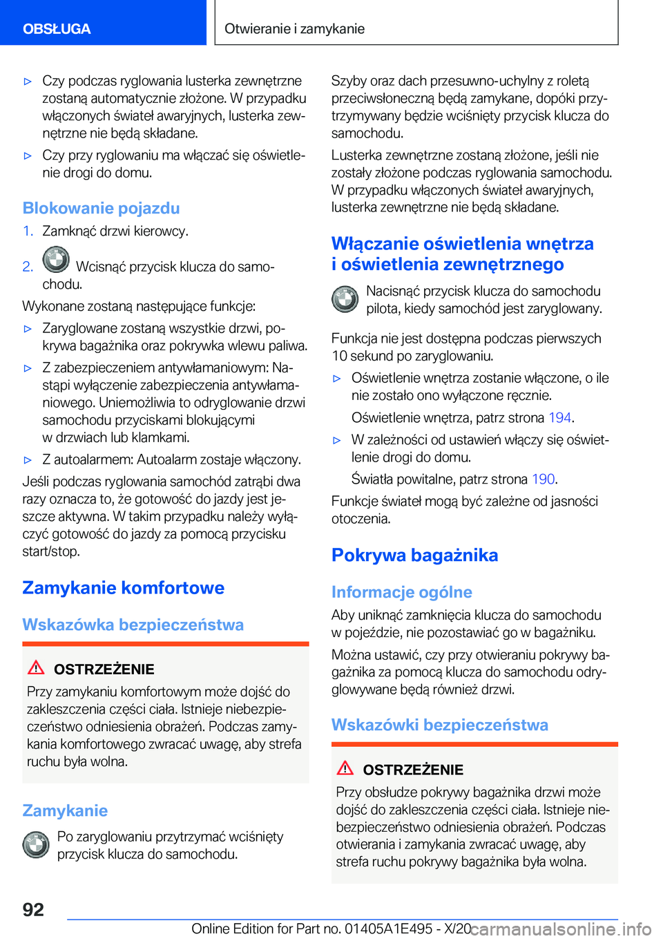 BMW M3 2021  Instrukcja obsługi (in Polish) 'x�C�z�y��p�o�d�c�z�a�s��r�y�g�l�o�w�a�n�i�a��l�u�s�t�e�r�k�a��z�e�w�n�