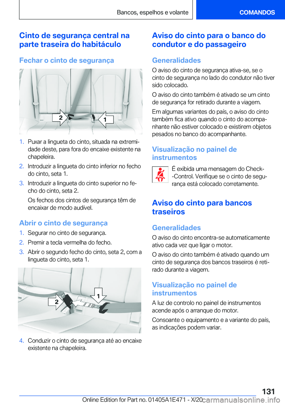 BMW M3 2021  Manual do condutor (in Portuguese) �C�i�n�t�o��d�e��s�e�g�u�r�a�n�