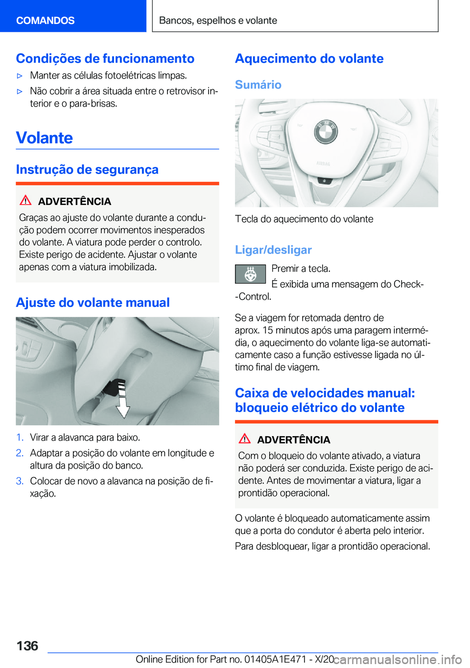 BMW M3 2021  Manual do condutor (in Portuguese) �C�o�n�d�i�