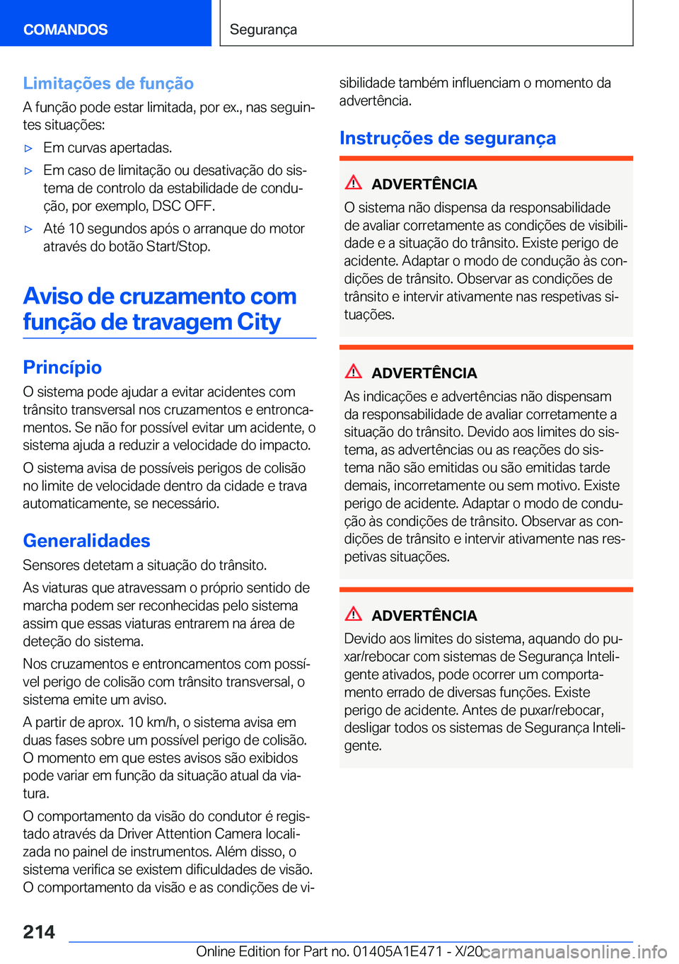 BMW M3 2021  Manual do condutor (in Portuguese) �L�i�m�i�t�a�