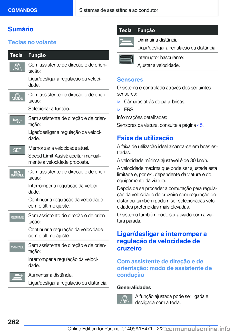 BMW M3 2021  Manual do condutor (in Portuguese) �S�u�m�á�r�i�o�T�e�c�l�a�s��n�o��v�o�l�a�n�t�e�T�e�c�l�a�F�u�n�