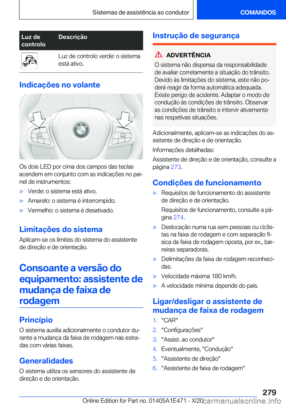 BMW M3 2021  Manual do condutor (in Portuguese) �L�u�z��d�e
�c�o�n�t�r�o�l�o�D�e�s�c�r�i�
