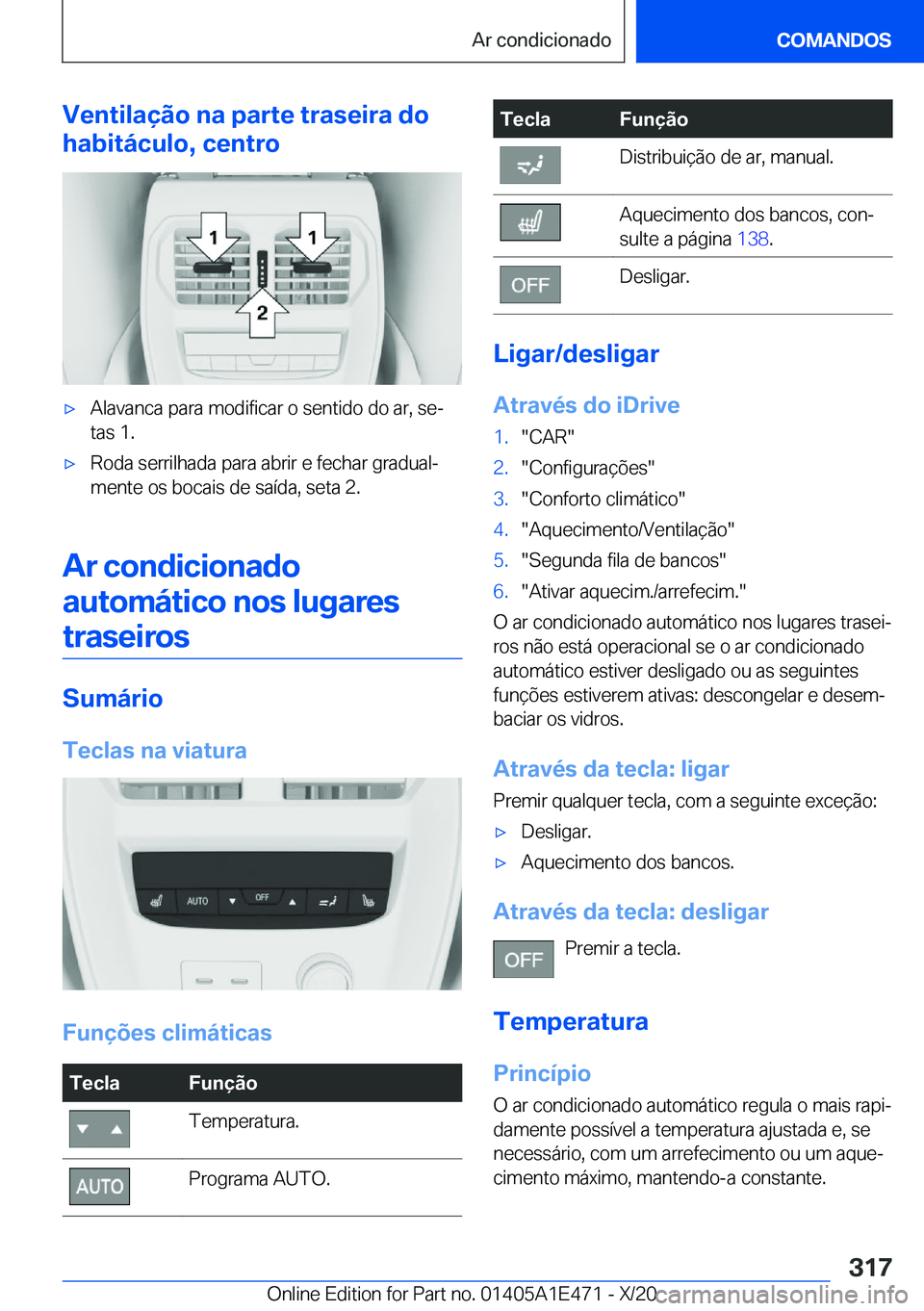 BMW M3 2021  Manual do condutor (in Portuguese) �V�e�n�t�i�l�a�