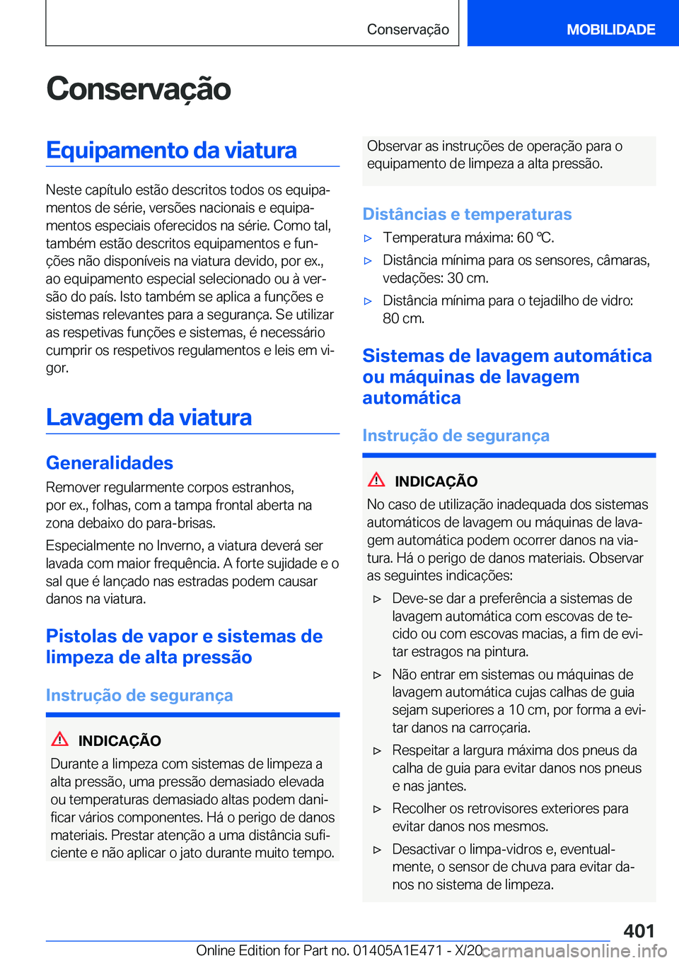 BMW M3 2021  Manual do condutor (in Portuguese) �C�o�n�s�e�r�v�a�
