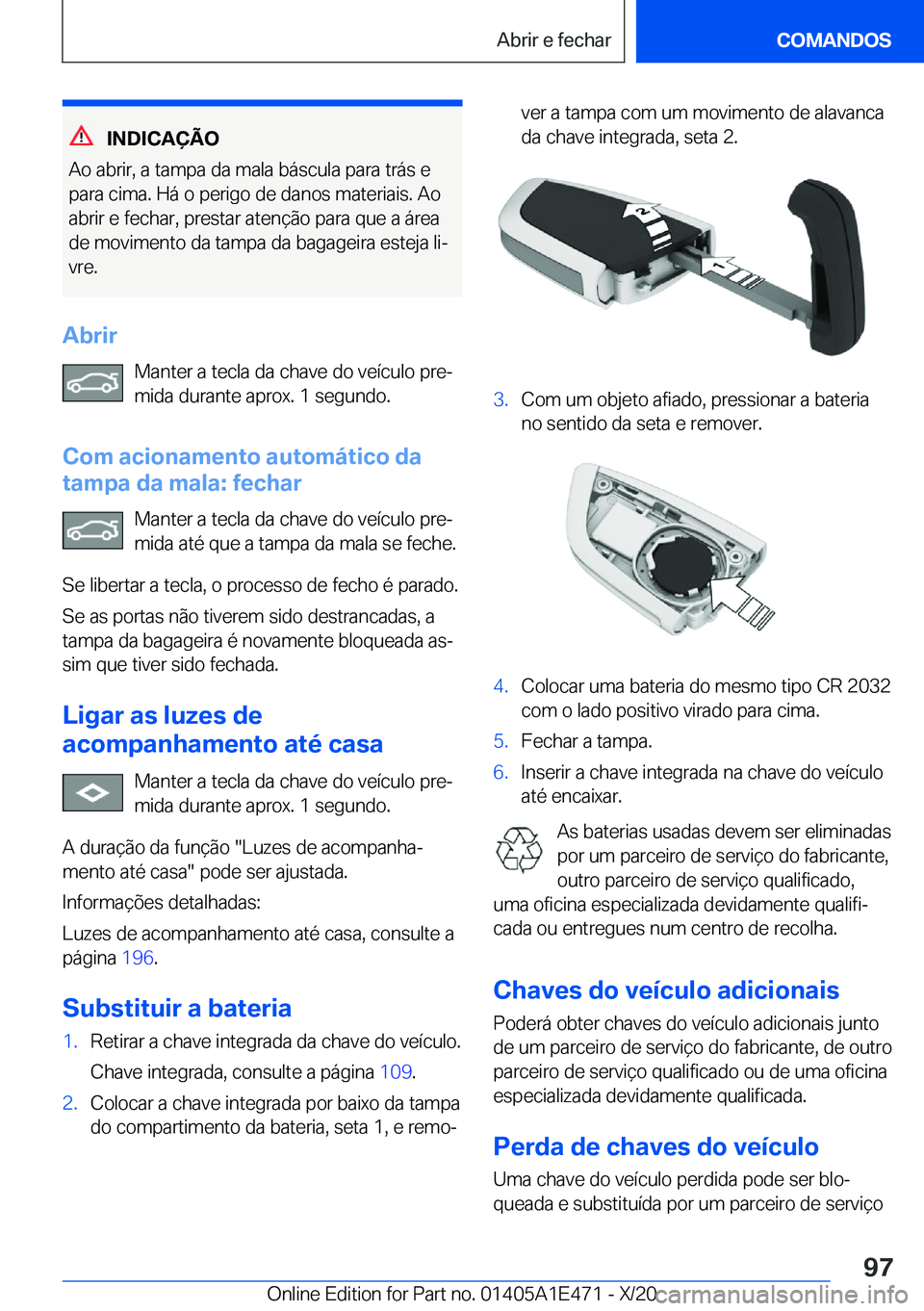 BMW M3 2021  Manual do condutor (in Portuguese) �I�N�D�I�C�A�