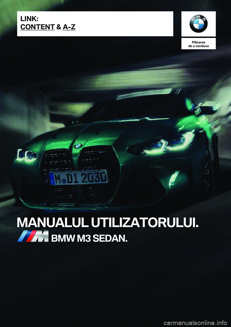 BMW M3 2021  Ghiduri De Utilizare (in Romanian) �P�l�