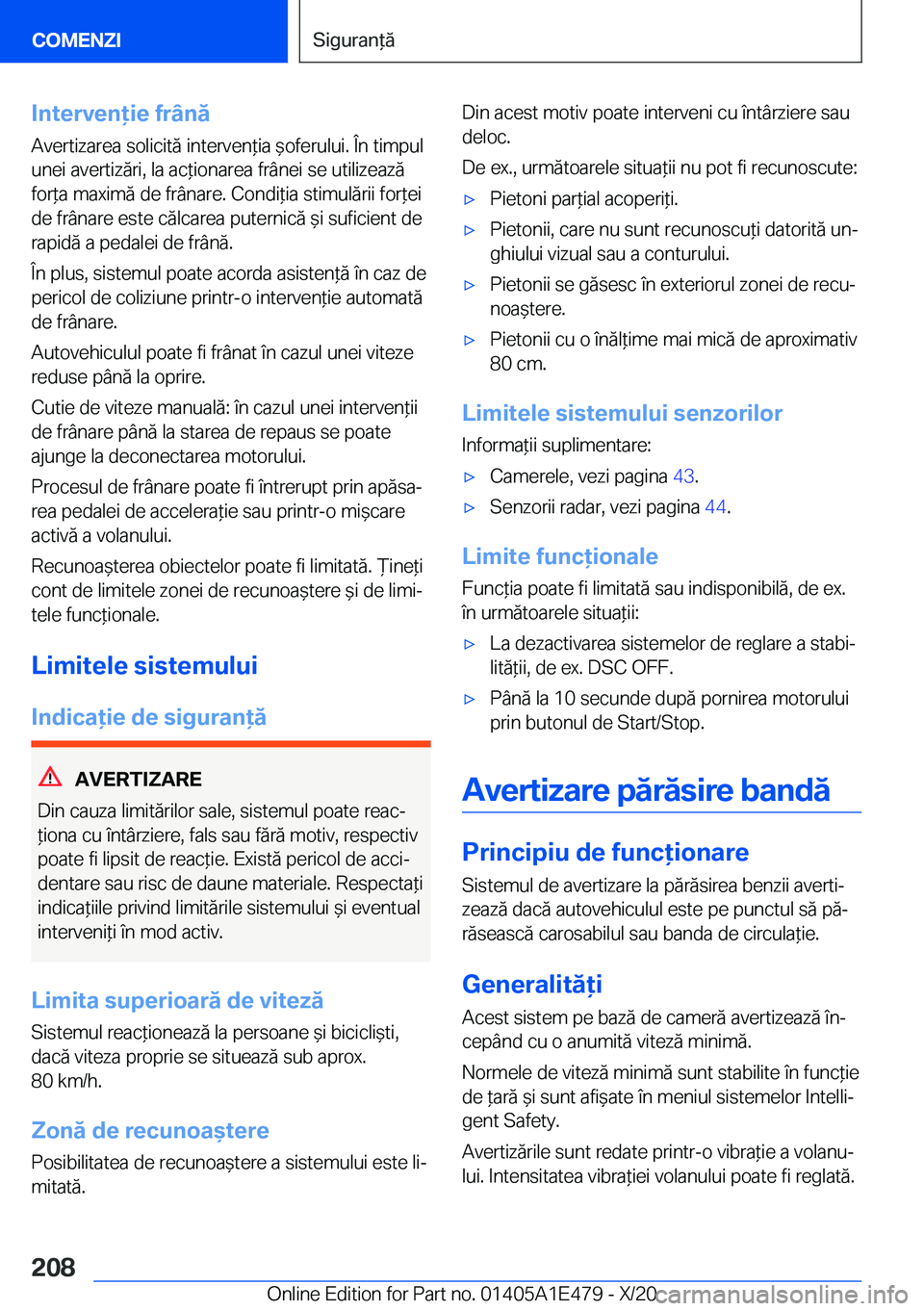 BMW M3 2021  Ghiduri De Utilizare (in Romanian) �I�n�t�e�r�v�e�n�i�e��f�r�