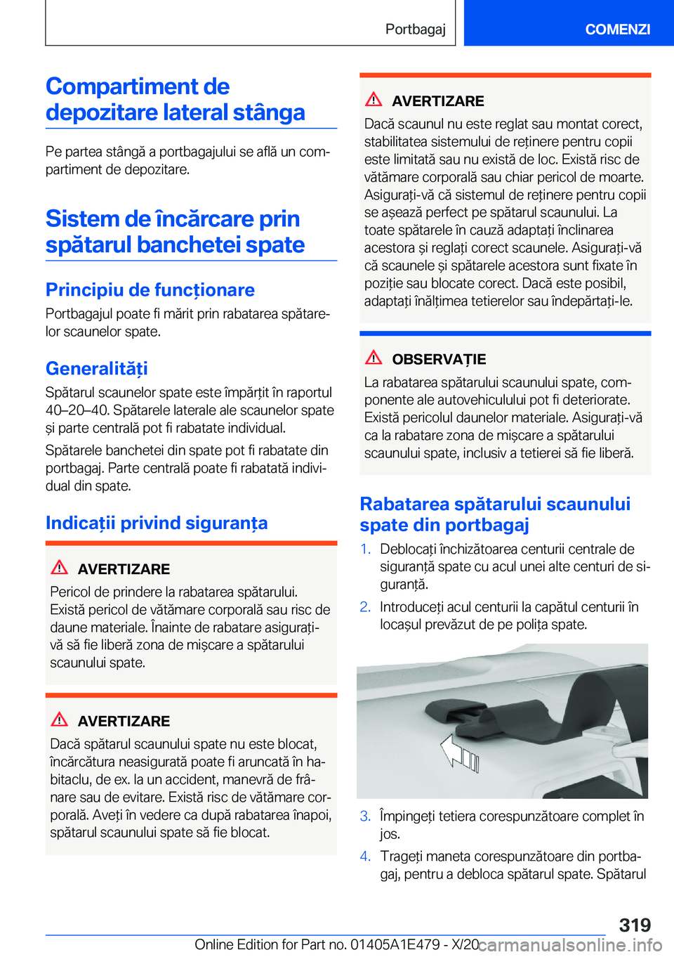 BMW M3 2021  Ghiduri De Utilizare (in Romanian) �C�o�m�p�a�r�t�i�m�e�n�t��d�e�d�e�p�o�z�i�t�a�r�e��l�a�t�e�r�a�l��s�t�