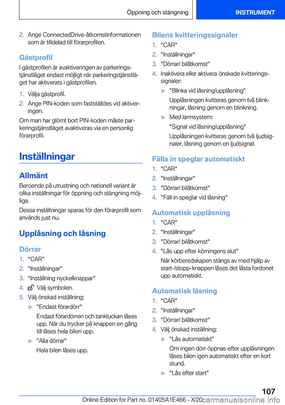 BMW M3 2021  InstruktionsbÖcker (in Swedish) �2�.�A�n�g�e��C�o�n�n�e�c�t�e�d�D�r�i�v�e�-�å�t�k�o�m�s�t�i�n�f�o�r�m�a�t�i�o�n�e�n
�s�o�m��ä�r��t�i�l�l�d�e�l�a�d��t�i�l�l��f�