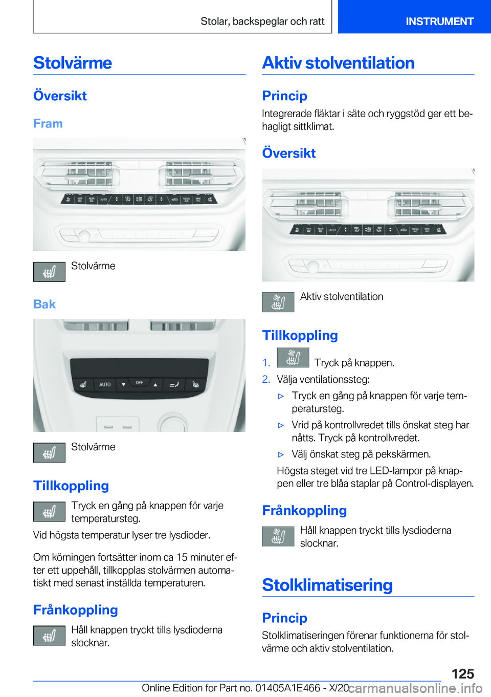 BMW M3 2021  InstruktionsbÖcker (in Swedish) �S�t�o�l�v�ä�r�m�e
�