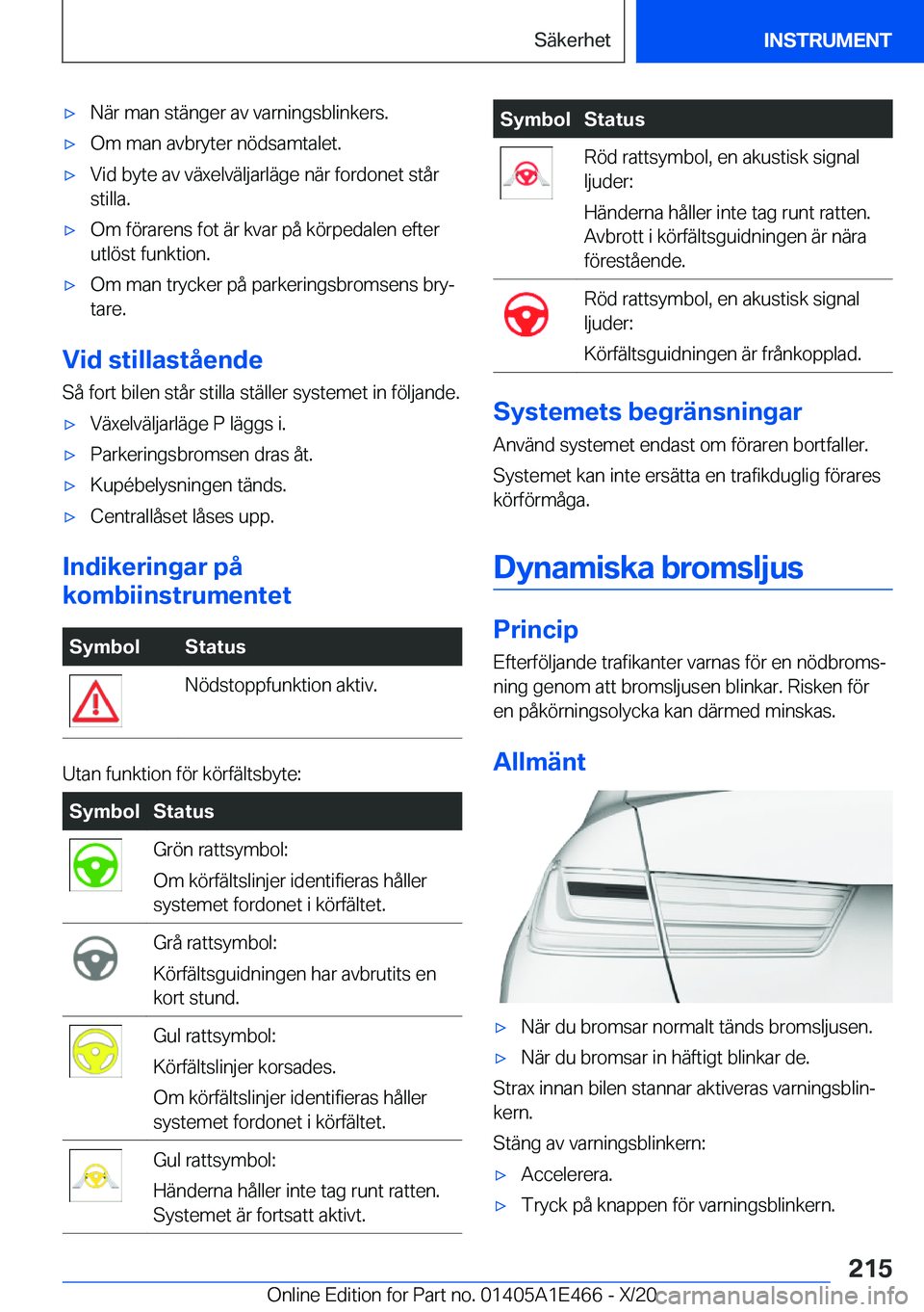 BMW M3 2021  InstruktionsbÖcker (in Swedish) 'x�N�ä�r��m�a�n��s�t�ä�n�g�e�r��a�v��v�a�r�n�i�n�g�s�b�l�i�n�k�e�r�s�.'x�O�m��m�a�n��a�v�b�r�y�t�e�r��n�