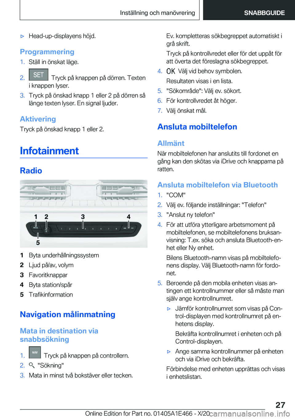 BMW M3 2021  InstruktionsbÖcker (in Swedish) 'x�H�e�a�d�-�u�p�-�d�i�s�p�l�a�y�e�n�s��h�