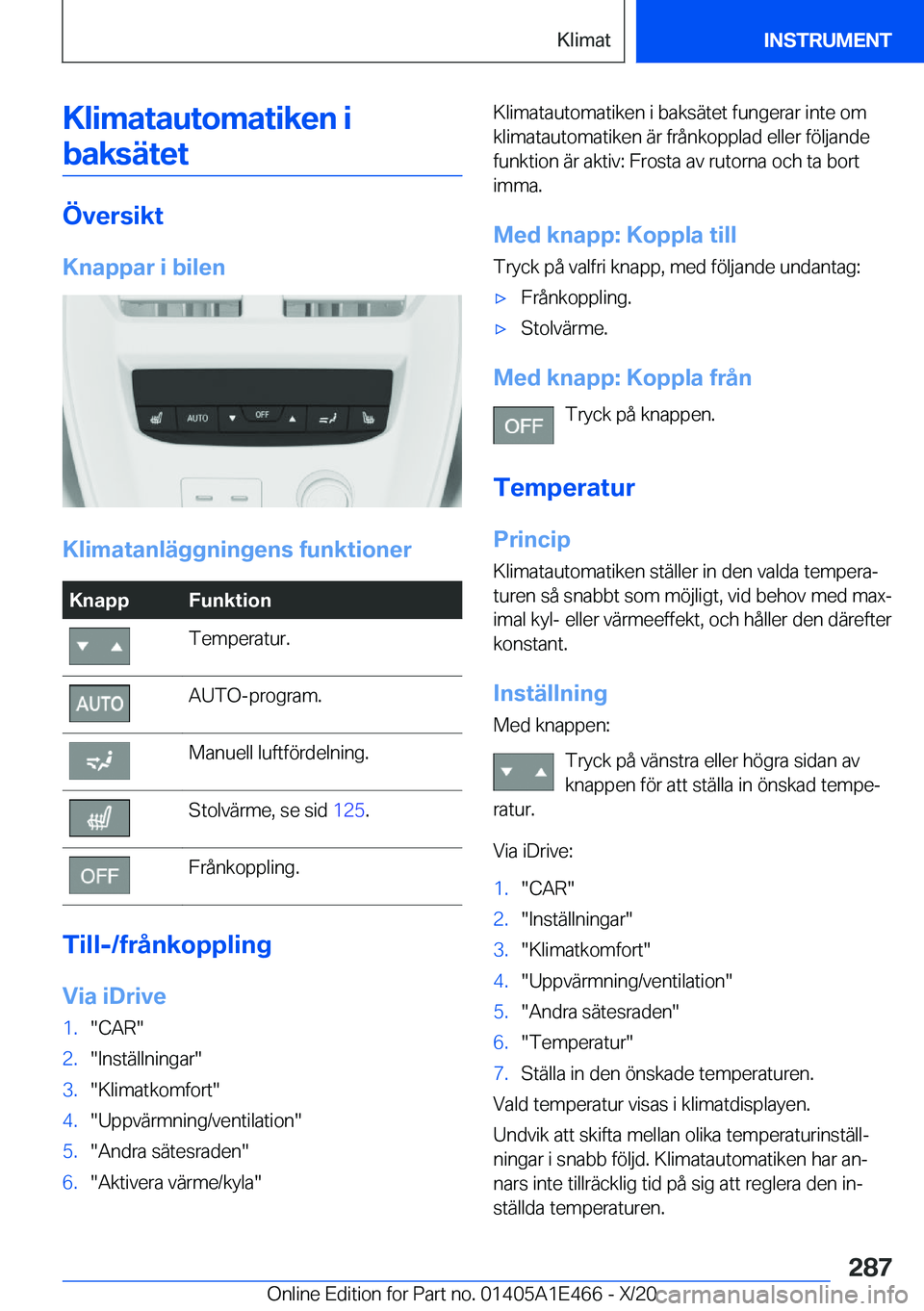 BMW M3 2021  InstruktionsbÖcker (in Swedish) �K�l�i�m�a�t�a�u�t�o�m�a�t�i�k�e�n��i�b�a�k�s�ä�t�e�t
�