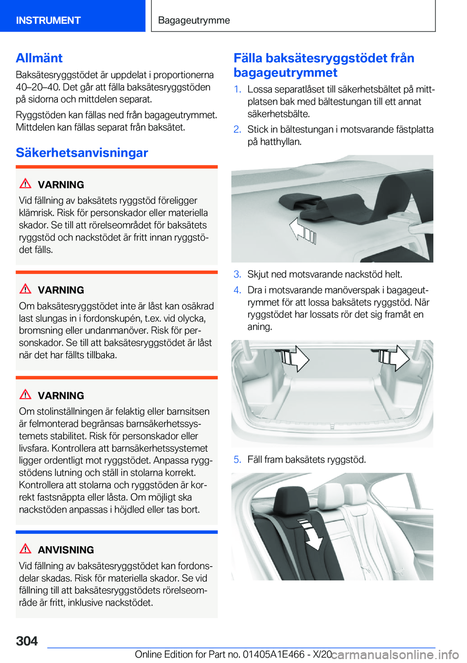 BMW M3 2021  InstruktionsbÖcker (in Swedish) �A�l�l�m�ä�n�t
�B�a�k�s�ä�t�e�s�r�y�g�g�s�t�